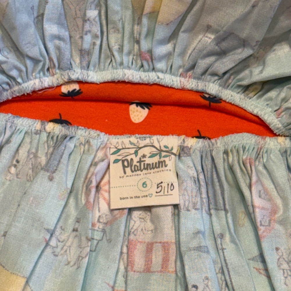 MJ Platinum Coral/Melon/Blue Sarah Tank Dress with Carnival, Strawberries, NWT - Picture 7 of 7
